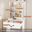White Modern Mini Vanity Desk With Led Mirror, Hidden Storage, Multi-tier Shelves & Padded Stool