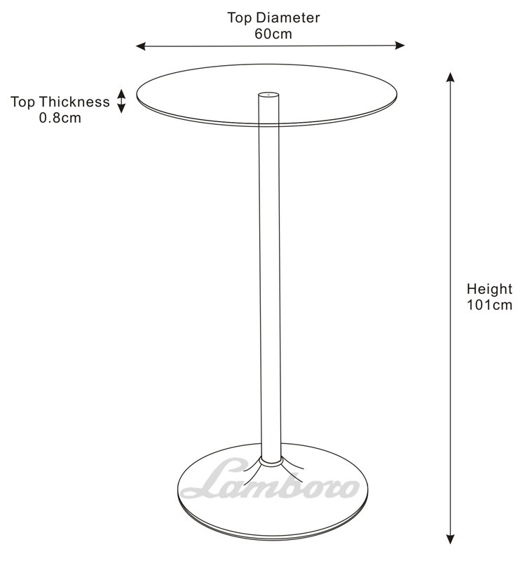 Battista Round Glass Top Metal Base Dining Table, Clear Glass