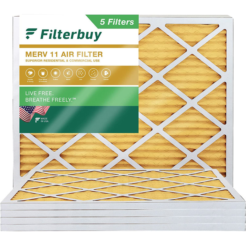 Filterbuy 15x20x1 Air Filter MERV 11, Pleated HVAC AC Furnace Filters Replacement