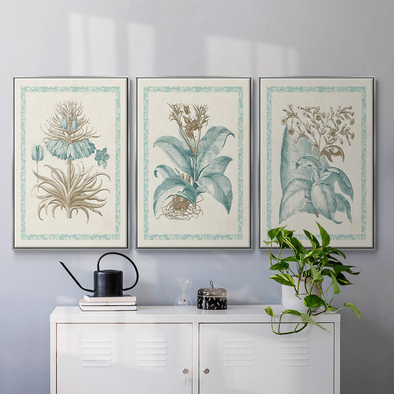 Willow Blue Besler I, ensemble de 3 toiles encadrées, H 27 po x l 54 po, Argent