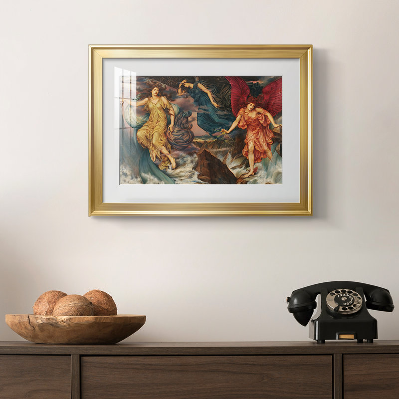 The Storm Spirits-Evelyn De Morgan-galerie-1900, 18,5 x 24,5, Impression encadrée, Doré