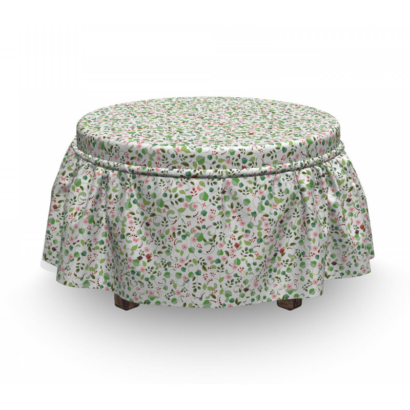 Housse pour repose-pieds papillons et feuilles oiseaux