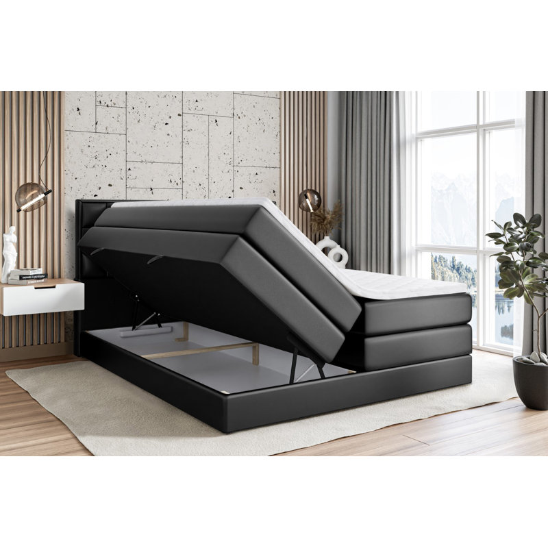 Pocket Spring Mattress Divan Bed Set, Black, 120cm W x 200cm D