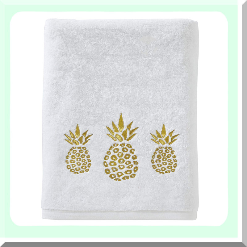 Gilded Pineapple Luxe Bath Towel - White Small
