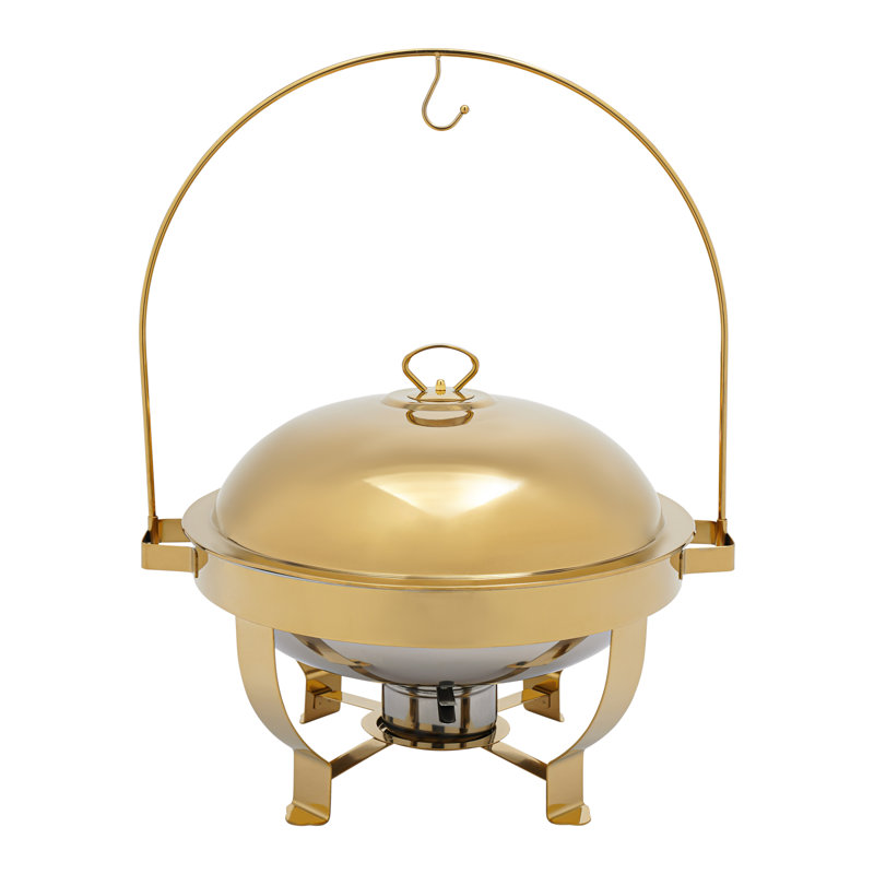 7.26Qt Gold Round Chafing Dish Buffet Warmers Sets