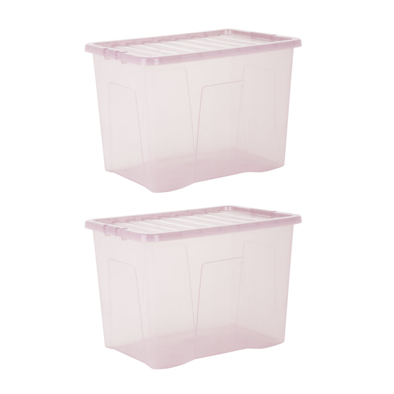 Wham Wham Crystal 80L Plastic Storage Boxes Tint Dusky, Pink