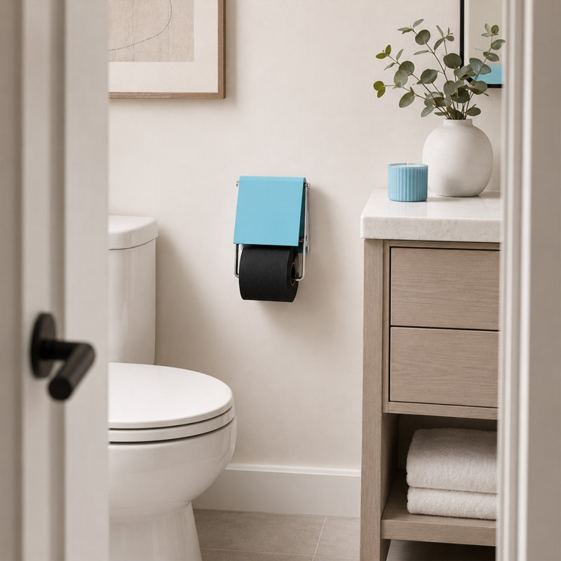 Distributeur de papier hygiénique mural à un rouleau, Bleu aqua