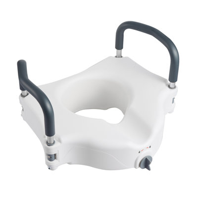 Raised Toilet Seat with Arms, 5-Inch Lift, 300 lbs Capacity, HDPE Commode Riser with Padded Handles for Seniors and Elderly