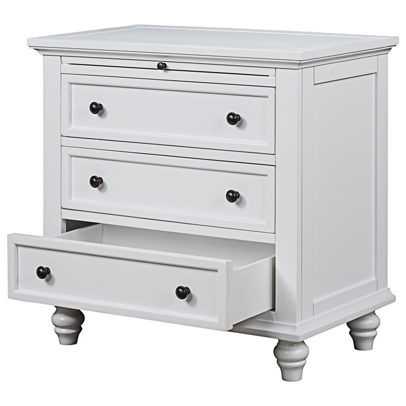 Armoire de rangement à 3 tiroirs, table de bout avec plateau coulissant, armoire d'entrée, armoire d'appoint, Blanc