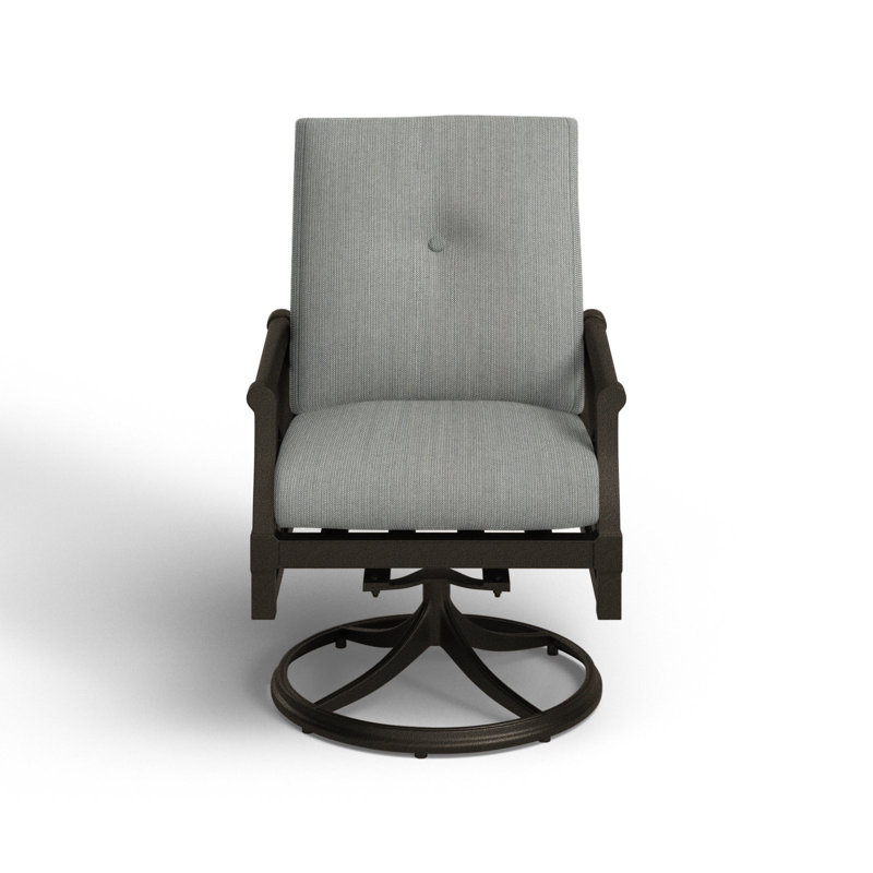 Andover Outdoor Rocker Chair, Chestnut Brown, Impact Vapor Gray Sunbrella®