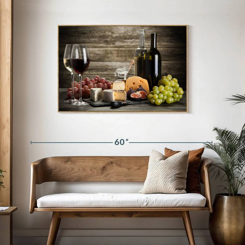 Accords mets et vins, Cadre flottant en bois naturel, 43 po x 29 po