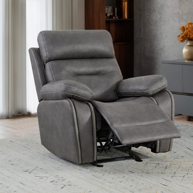 Jacelynn 39'' W Rocker Glider Transitional Upholstered Recliner, Gray Polyester