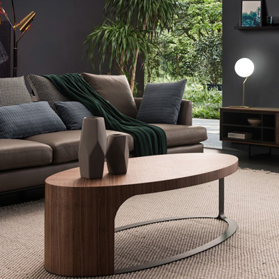 Italian style minimalist elliptical coffee table