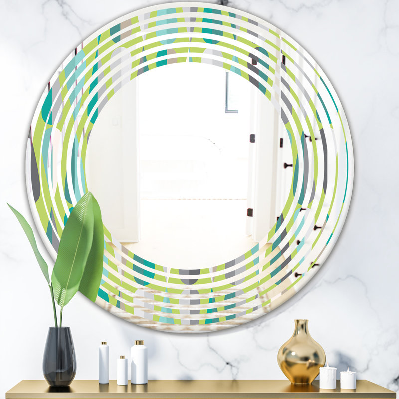 Coastal Frameless Wall Mirror, 31.5" H x 31.5" W, Wave and Dynamics III