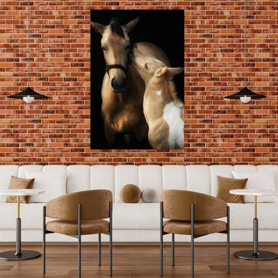 Horse And Foal Love Contemporary Horse Wall Art Print 1 Piece Wrapped Canvas Wall Art