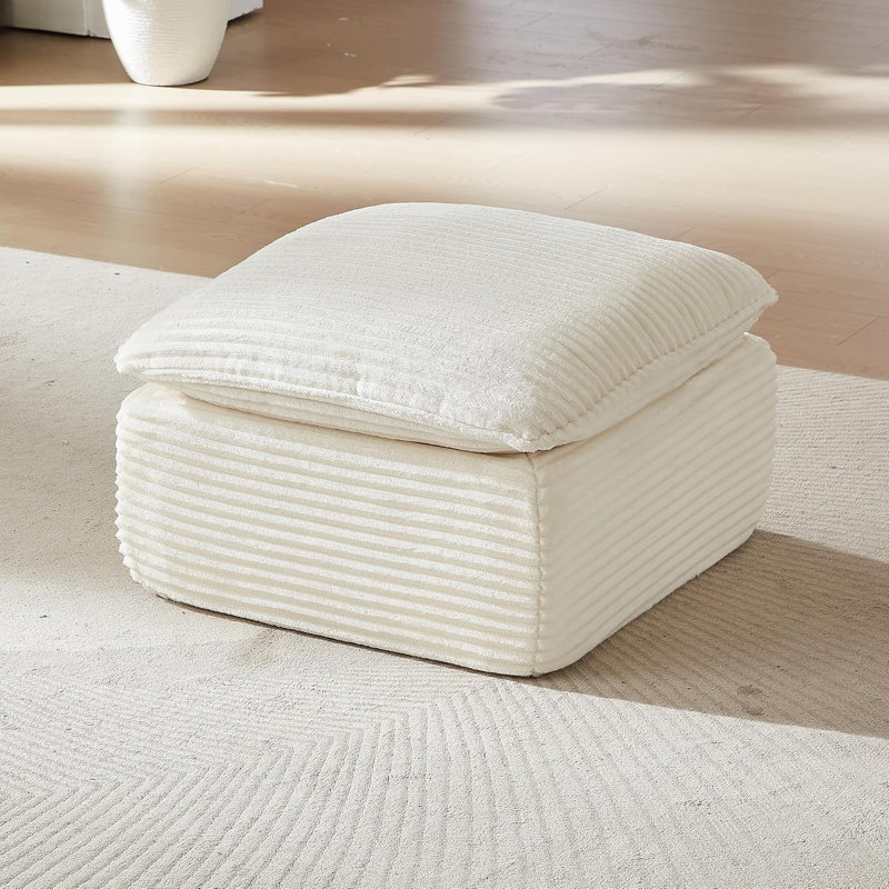 Canapé modulaire Cloud - Canapé modulaire en forme de L avec repose-pieds, canapé en velours côtelé 3 places pour le salon, moelleux dans une boîte (en forme de L - 3 places + 1 repose-pieds)