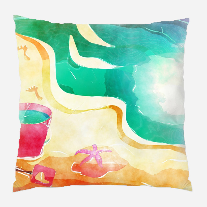  Coussin décoratif aquarelle, Microsuède, Intérieur