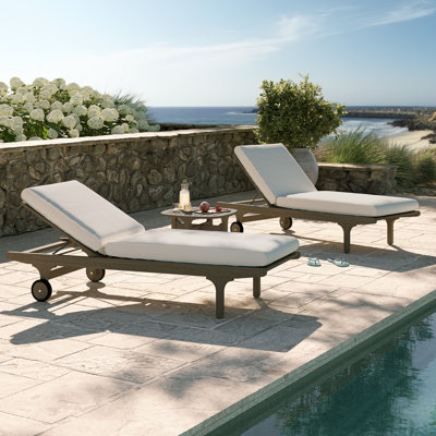 Ensemble 3 pièces de chaises longues en bois de teck Saratoga