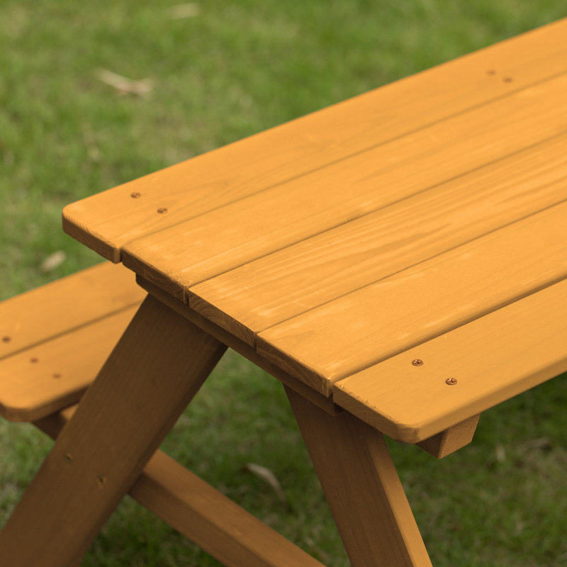 Takuo Convertible Wooden Sand and Water Table for your Toddlers Outdoor Playset Featuring 2 Play Box and a Removable Top that Transforms into Kids Picnic Table - Teak Stained