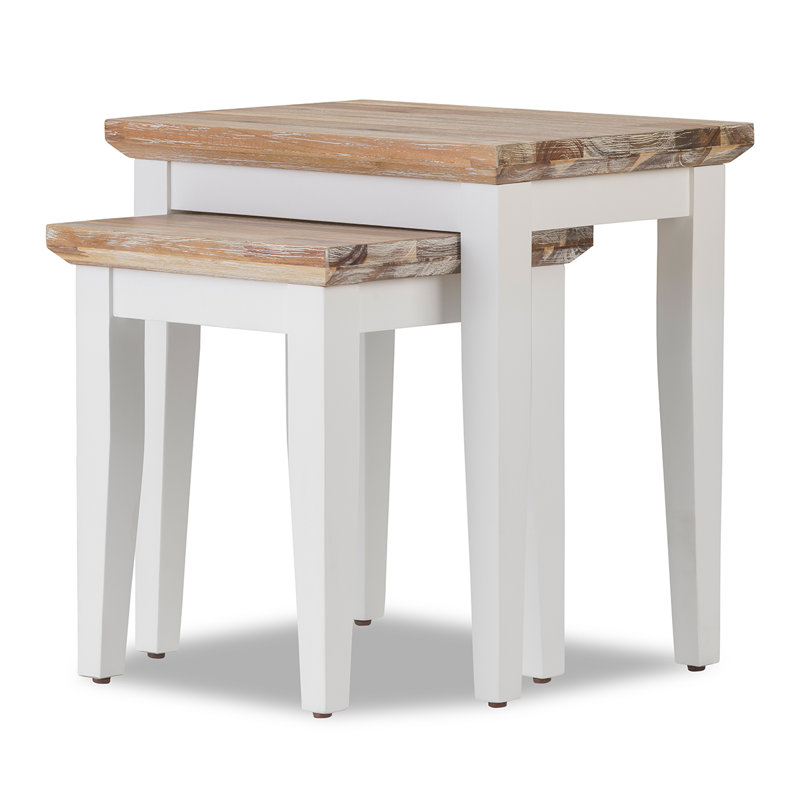 Doria Solid Wood Nesting Tables, White