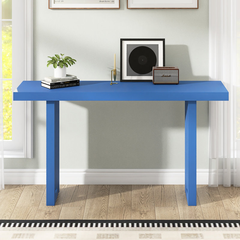 Console de 59 po en bois avec formes latérales, Bleu