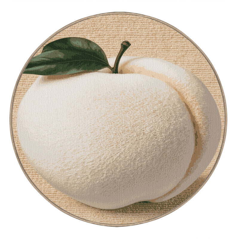  Tapis lavable pêche et fruits blancs, Rond 7 pi