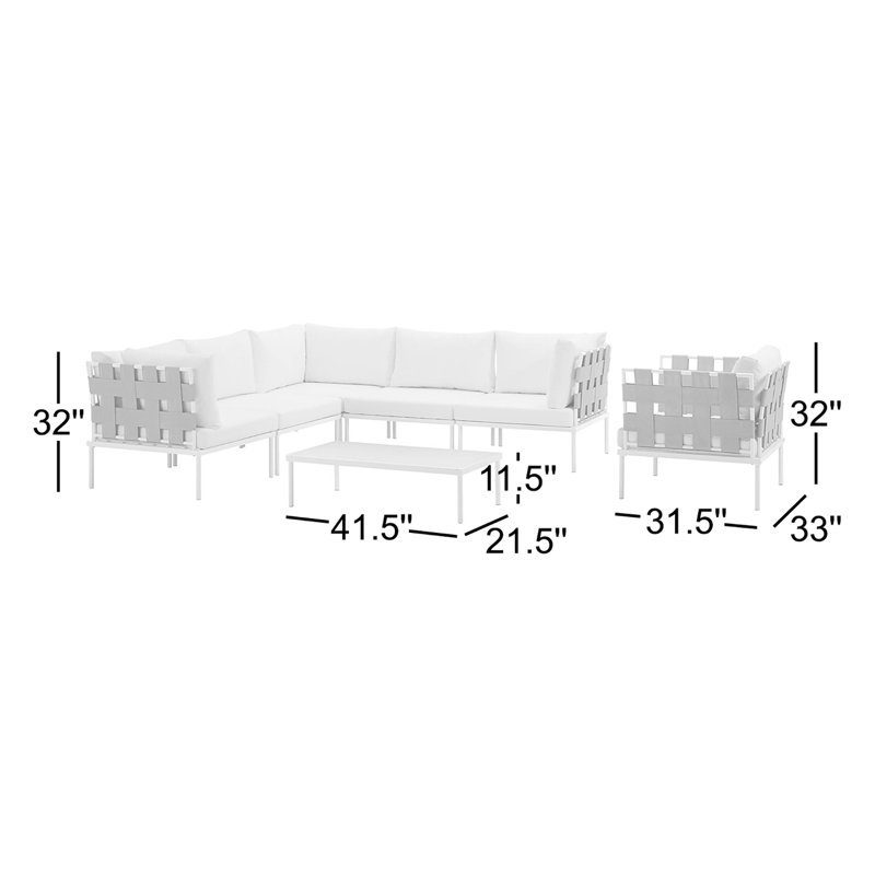 Ensemble modulaire avec coussins 7 pièces Harmony, Blanc