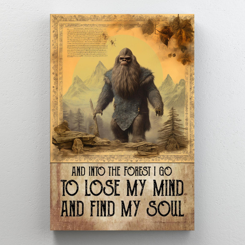 Bigfoot et dans la forêt 1, H 20 po x l 16 po x P 1,25 po