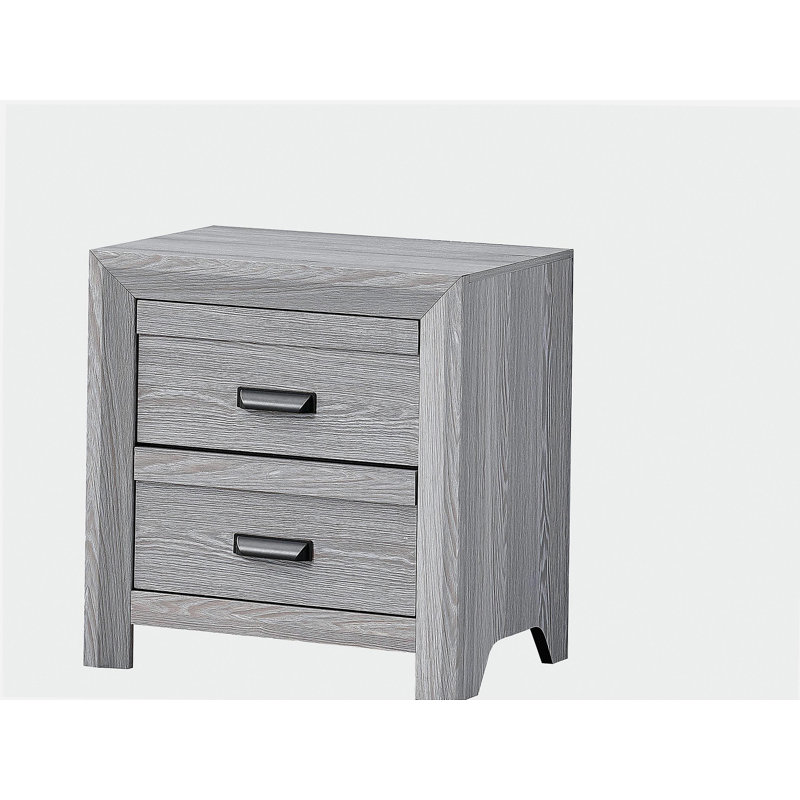 Table de bout de table de chevet 1pc avec deux tiroirs de rangement, Gris