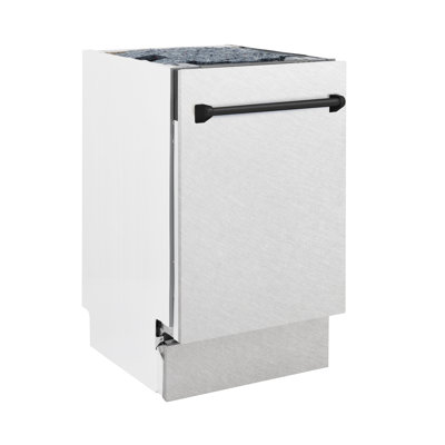 ZLINE Autograph Edition 18 in. Tallac Series 3rd Rack Top Control Built-In Dishwasher with Satin Stainless Steel Panel, 51dBa