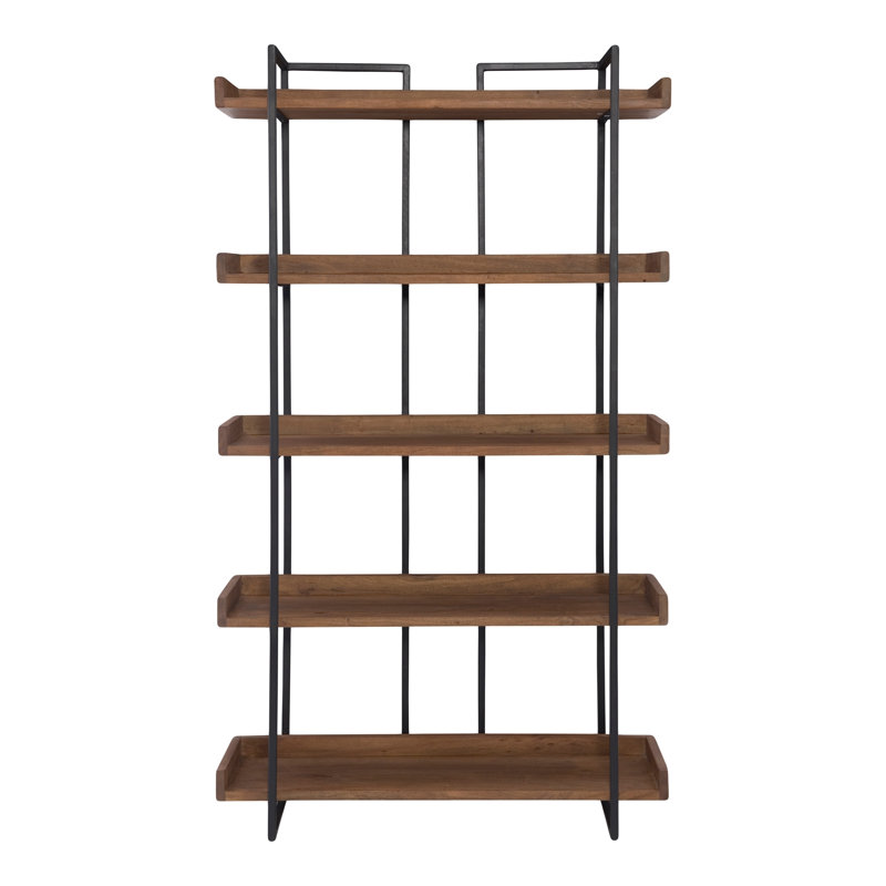 Bookshelf, Wooden, Iron Frame, Light Brown