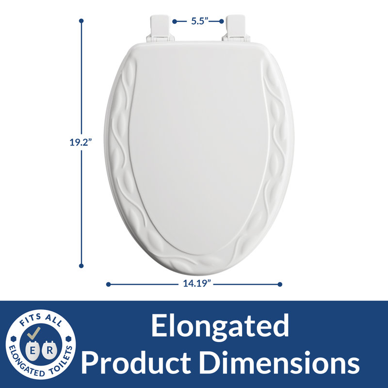 Ivy Sculptured Toilet Seat, Easily Removes for Cleaning, Hinges Never Loosen, Elongated, White
