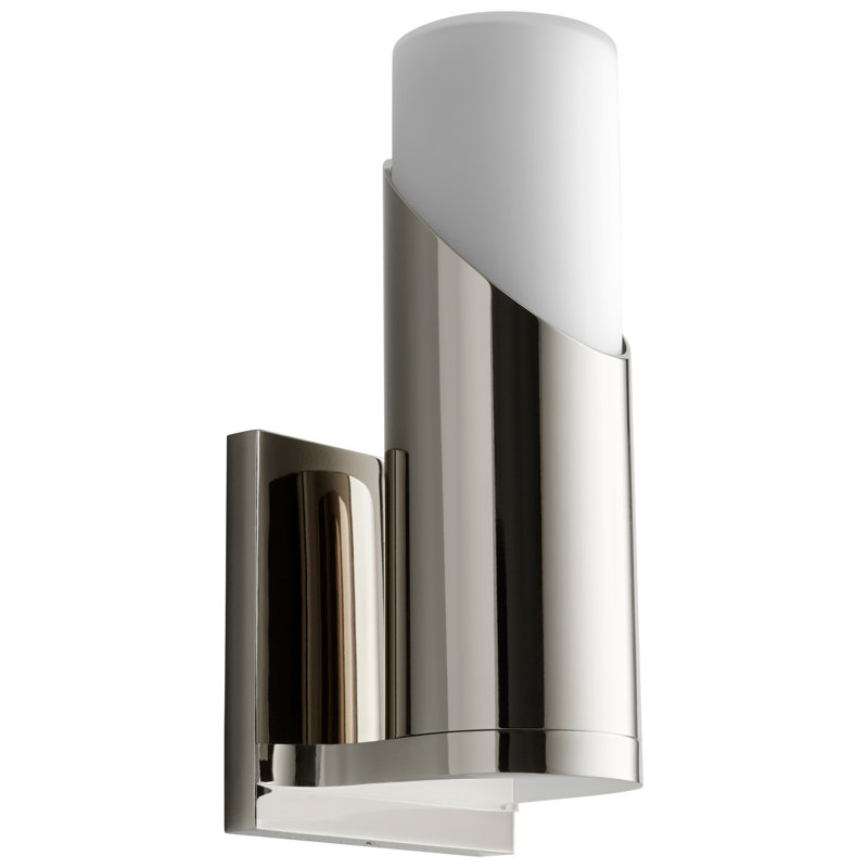 Androscogin Steel LED Armed Sconce, Polished Nickel