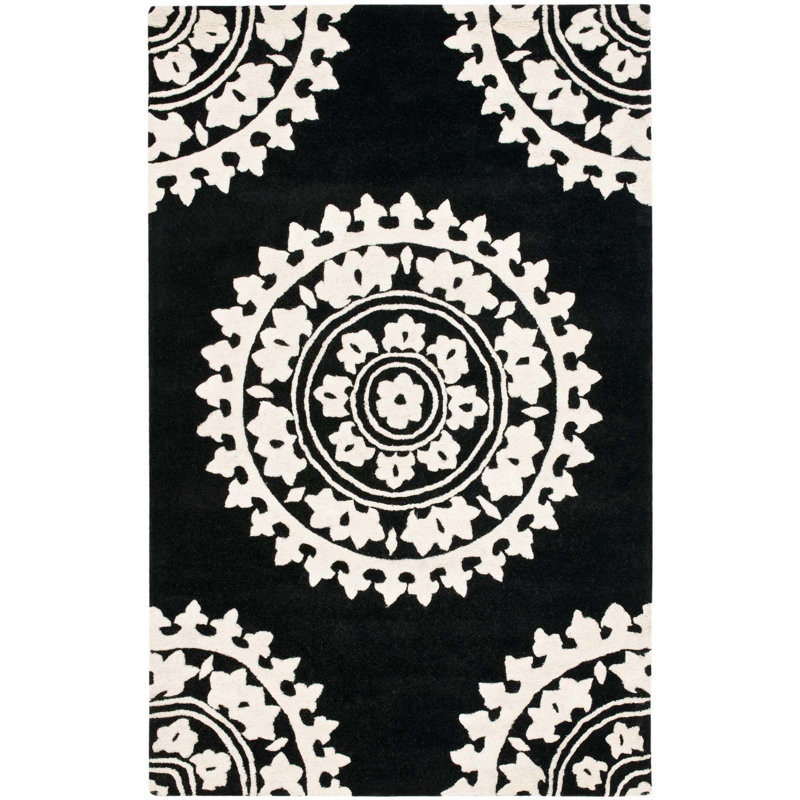 Candelo Hand Tufted Wool & Viscose Pile Floral Rug, Rectangle 5' x 8'