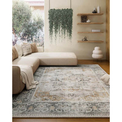 Machine Washable Living Room Rug: 5'X7' Bedroom Rugs Boho Vintage Large Rug Stain Resistant Non Slip Low Pile Faux Wool Soft Rugs For Dining Room Bedside Kitchen Entryway Nursery Home Office