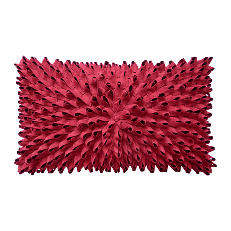  Rectangular Accent Pillow Cover Embroidered Throw Pillow Case Simulation Applique Cushion Cover, Red