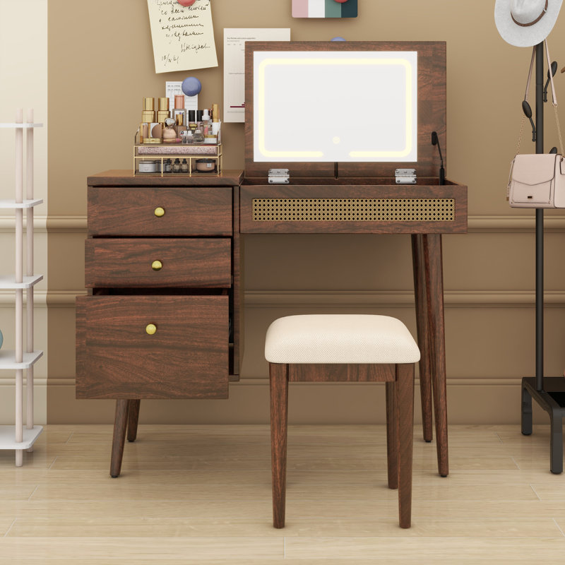 Ensemble de coiffeuse Chic Home avec plateau de table rabattable et tiroirs de rangement