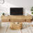 98'' TV Stand with Storage, Fluted Tv Console Cabinet, Mid Century Modern Entertainment Center, Wood Media Console for Living Room, Bedroom-2035365829