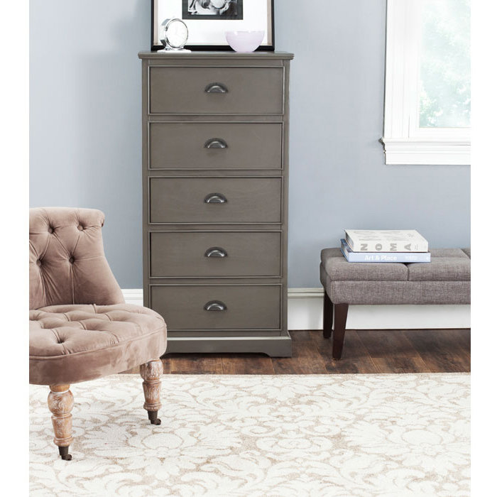 Commode 5 tiroirs Pr lingerie, Gris