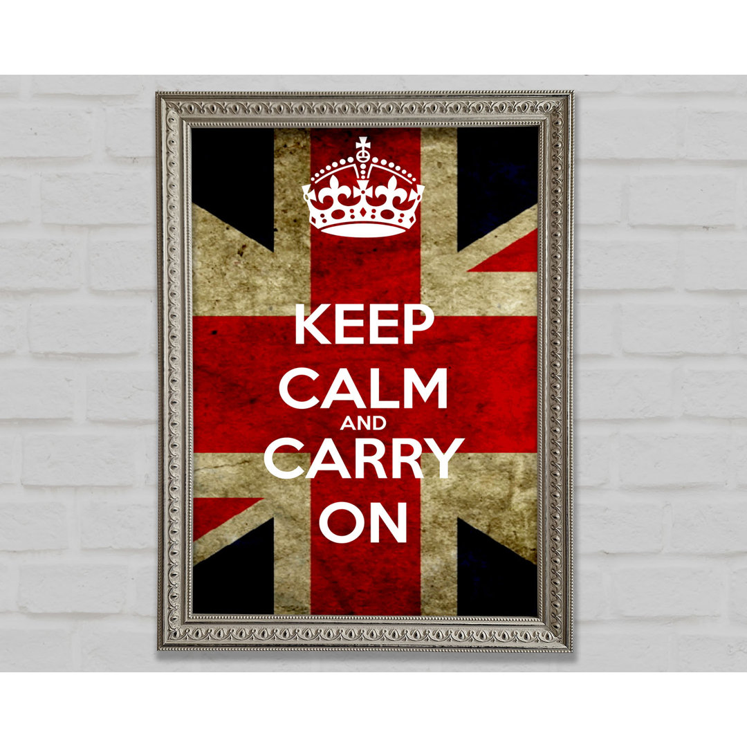 Keep Calm And Carry On Flag Gerahmter Druck