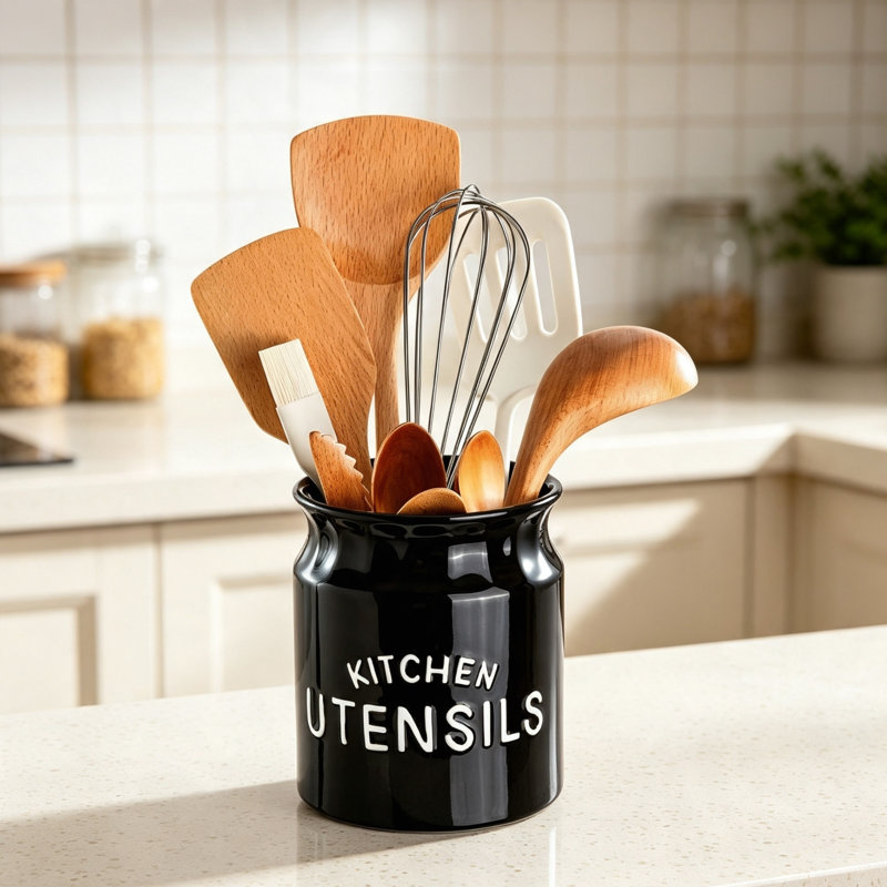 Ceramic / Porcelain Round Utensil Crock