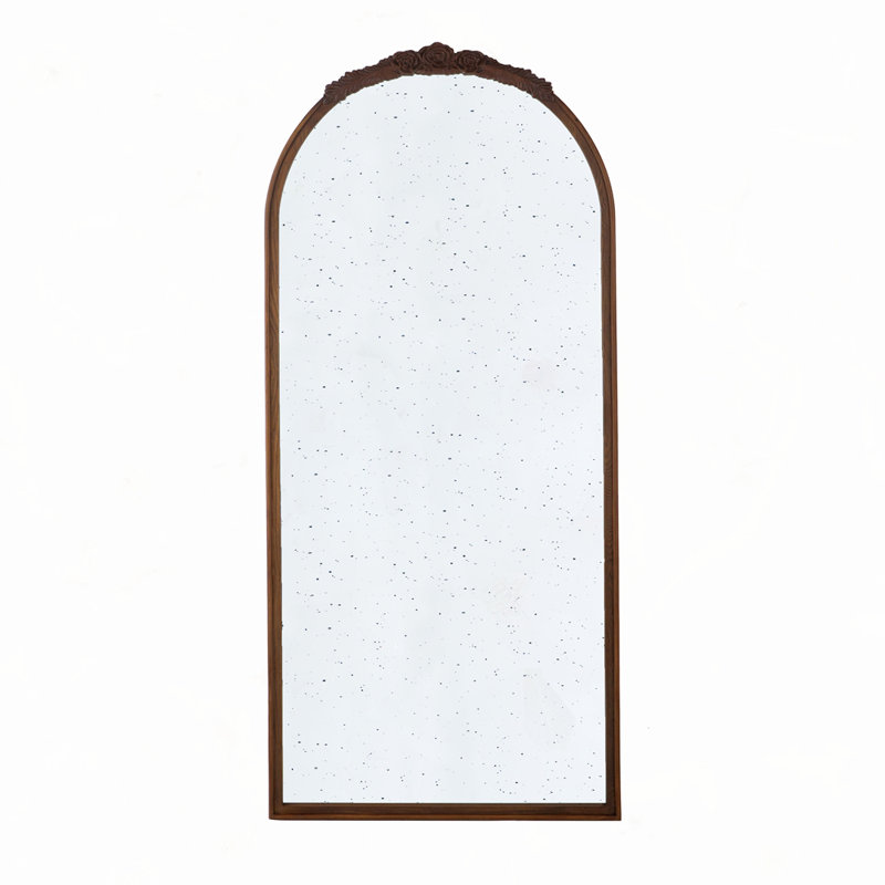 Cadre de miroir antique sculpté à la main 30 po x 65 po, Brun