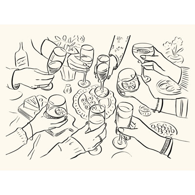 Dinner Party Sketch by Victoria Barnes - Wrapped Canvas Print
