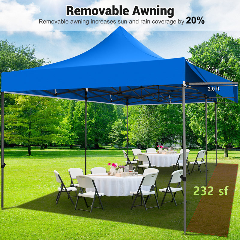 10X20 ft Pop Up Canopy Tent with Awning,Heavy Duty Canopy, Blue