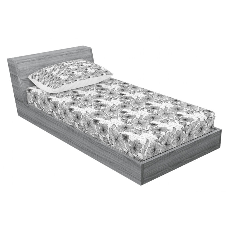 Ensemble de draps à motif floral, Ensemble de draps pour lit simple avec drap-housse