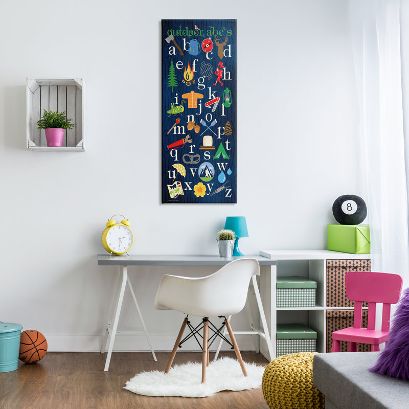 Outdoor ABCs Blue Canvas Print with Wooden Frame