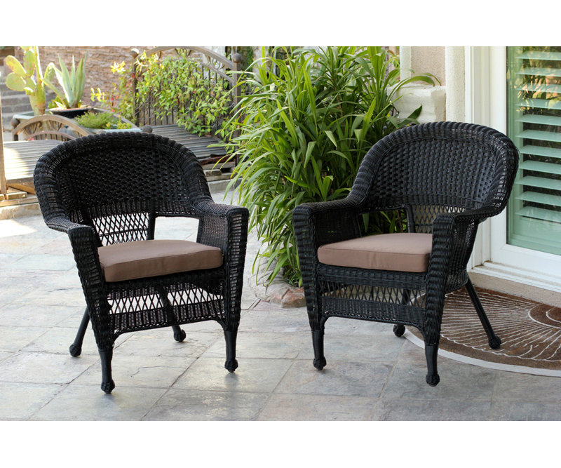 Chaise de patio avec coussins, Noir, Brun