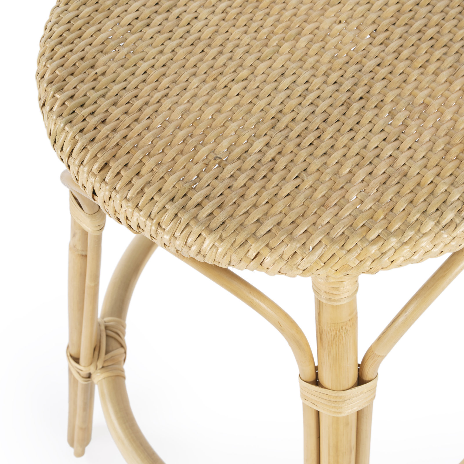 Alastair 30" Bar Stool, Counter Stool (24" Seat Height), Natural/Natural Rattan Frame
