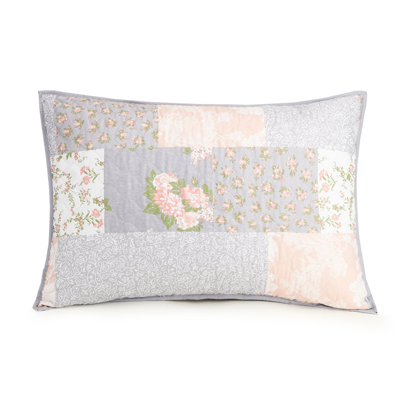 Gray Reversible Patchwork Microfiber Full Quilt Set