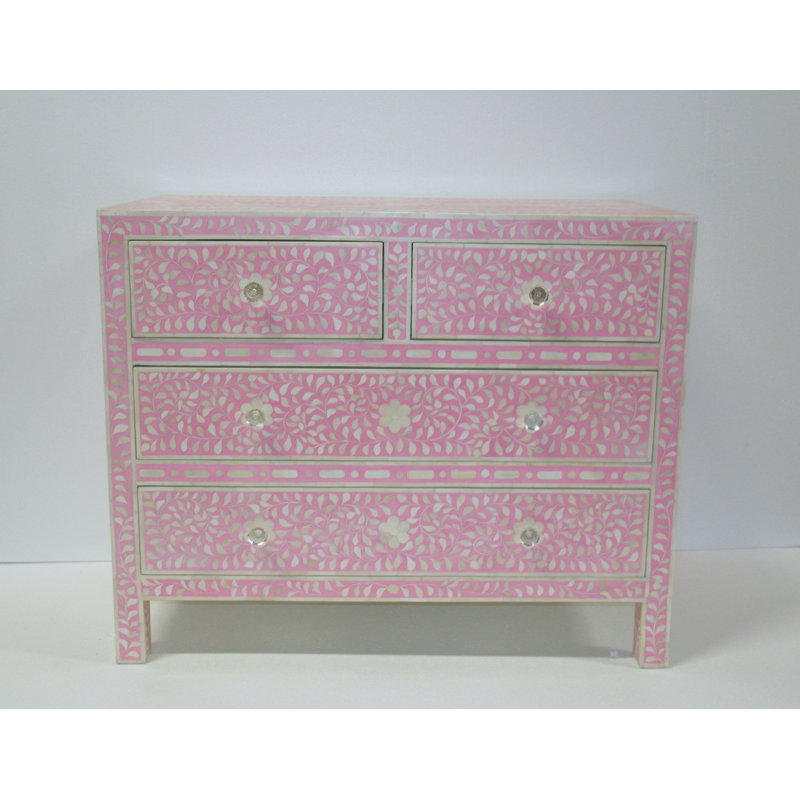 Commode décorative 4 tiroirs Souleymane, Rose